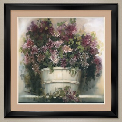 35W''x35H'' LILAC GATHERING by ANDREA DERN - FLOWERS DOUBLE MATTE, GLASS & FRAME