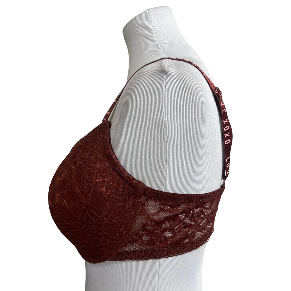 XOXO Bra 38DD Wine Padded Cup Underwire Adjustable Straps Lace Back Love Xo - Image 2 of 4