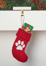 Wondershop Red Knit Small 8  Stocking Monogramed Paw Print Target NWT