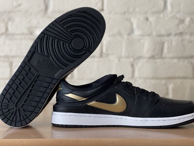 Nike Air Jordan 1 Low Flyease Black Gold White Easy On Nike Air Jordan 1 Low Flyease Black Gold White Easy On