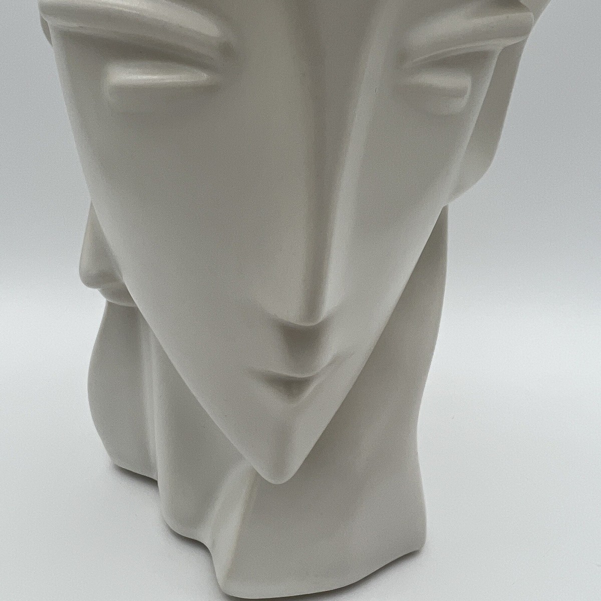 Art Deco Style Ceramic Geometric Sculpture Head Bust 80's