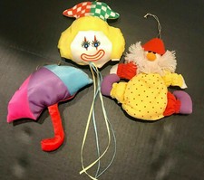 VINT Set 3 CLOWNS NURSERY MOBILE Replacements or WALL DECOR PADDED FABRIC EC
