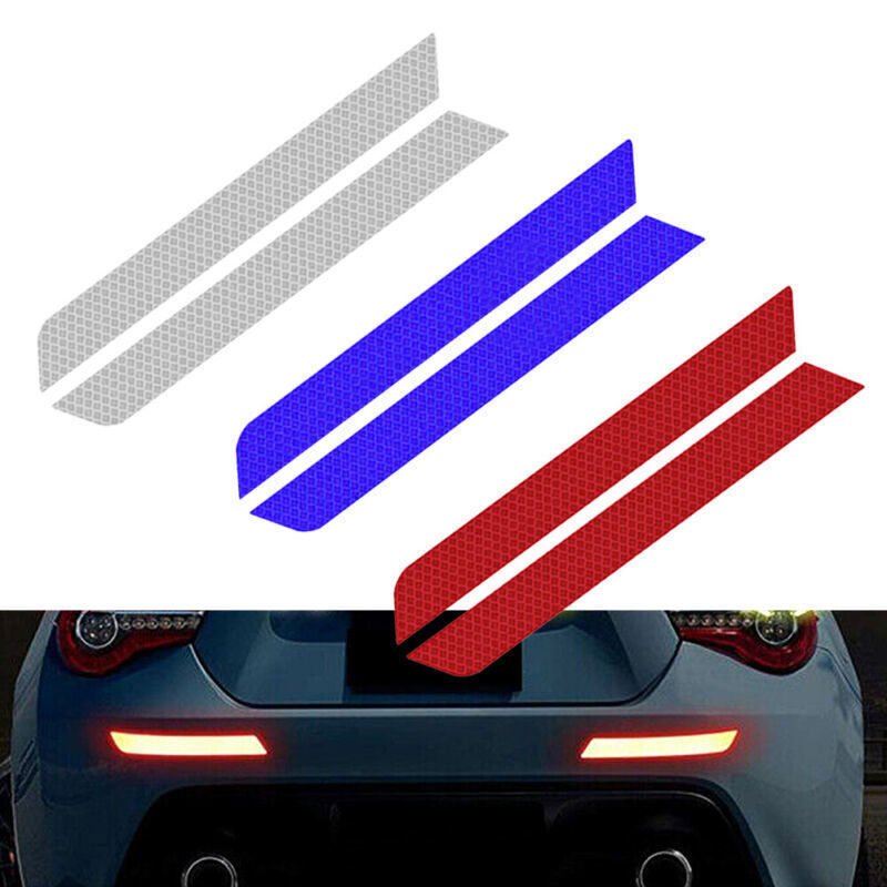 2pcs Reflective Warning Strip Tape for Car Bumper Safety Decals