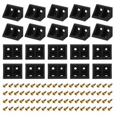 50Sets 90 Degree Plastic Corner Braces, 33x19x19mm Angle Brackets (Black)