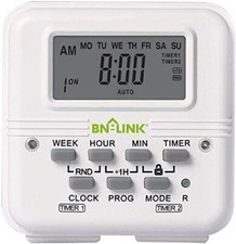 BN-LINK 7 Day Heavy Duty Digital Programmable Dual Outlet Timer - 2