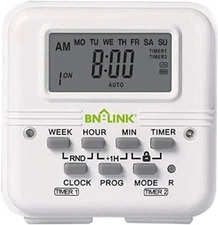 BN-LINK 7 Day Heavy Duty Digital Programmable Dual Outlet Timer - 2 