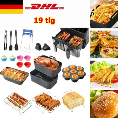 MARKENLOS 19tlg Heißluftfritteuse Airfryer Zubehör für Ninja Foodi AF400EU AF300EU AF500EU