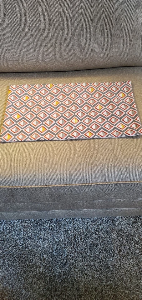 West Elm Geometric Modern Abstract Crewel Pillow Cover Lumbar 12" x 21" Gray - Image 2 of 4