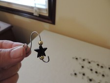 Christmas Black Star Gold Bead Ornament Hooks Hangers Lot of 18