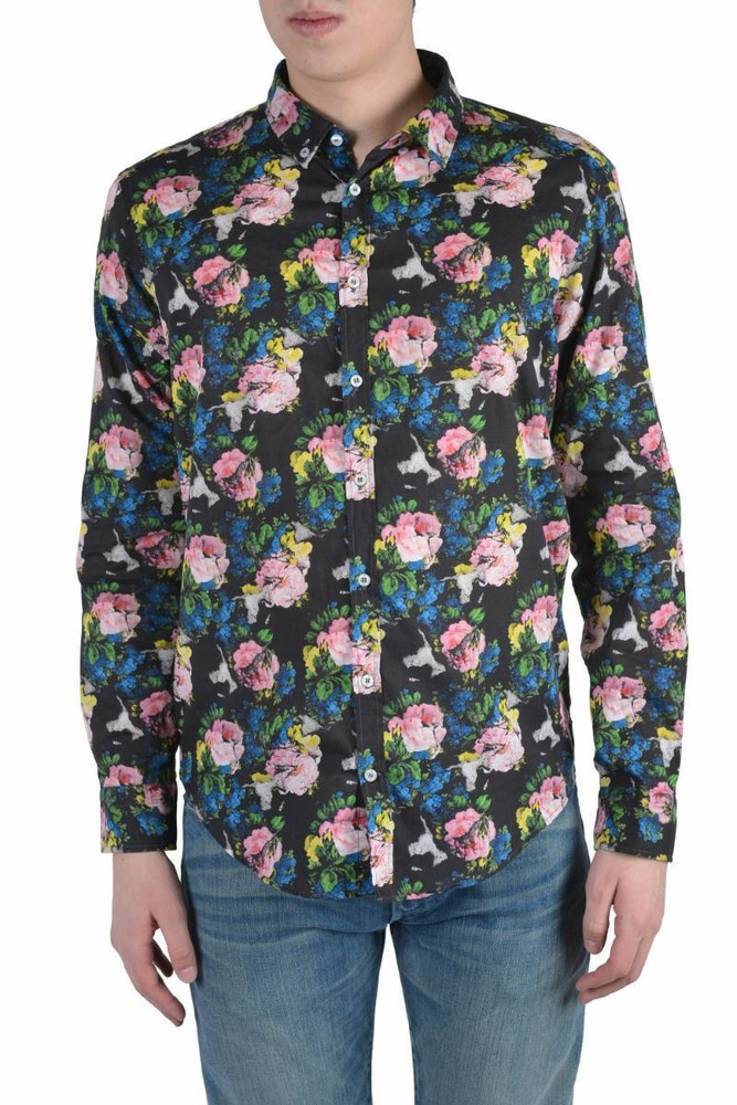 MSGM Multi-Color Floral Long Sleeve Dress Shirt US 14.5 15 15.5 15.75 16 16.5