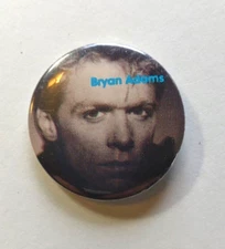 Bryan Adams Pin Badge Vintage Button Pinback Pop Rock Music SMALL Close Up 1.25"