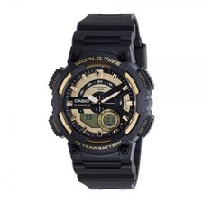 CASIO Men's Ana-Digi Watch, Black/Gold, AEQ110BW-9AVCF