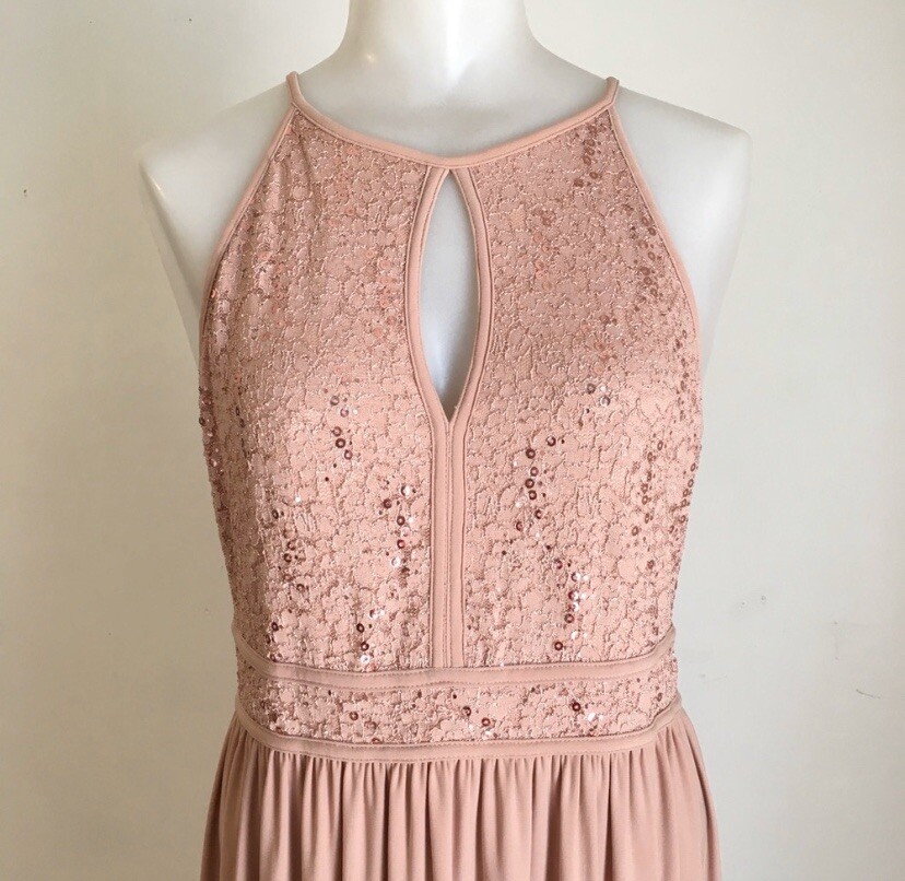 dusty rose bridesmaid dresses david's bridal David's Bridal Dusty Rose Satin Plus 18 Sleeveless Bridesmaid Dress V-Neck  Slit