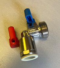 Washing Machine 15mm push fit Hot and Cold Angled isolating Valve Connector