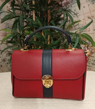 Mini bag bauletto bicolore rosso scuro FLORA donna ragazza VERA PELLE