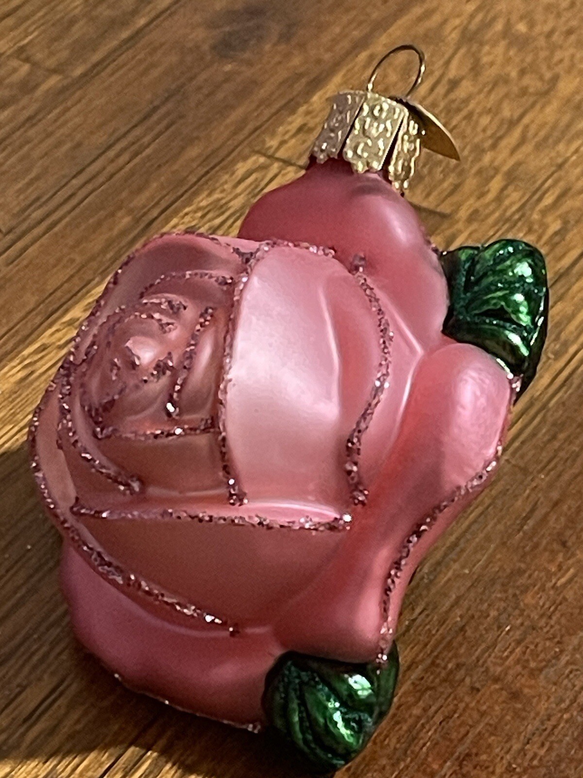 Old World Ornament Merck Family’s Christmas Rose Pink With Glitter eBay
