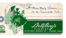 Akron Ohio Dettling's Florist Delivery Card 43-45 East Market St. c1940's