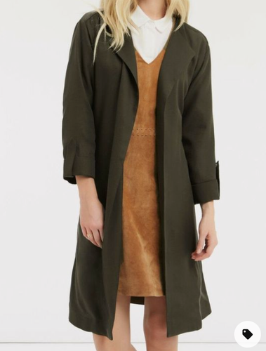 OASIS GREEN DUSTER TRENCH BELTED 