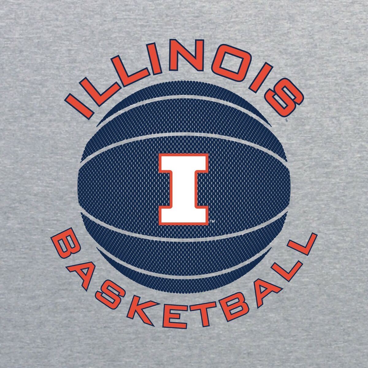 Illinois Fighting Illini Basketball Circle Logo T Shirt - Sport Grey