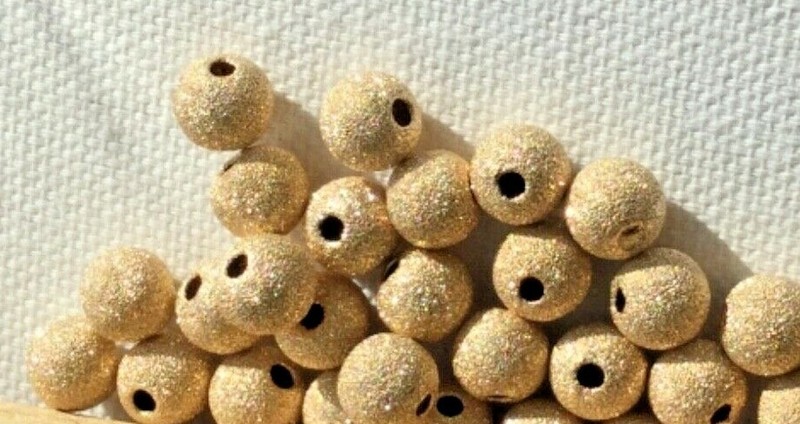 Gold Filled Stardust Finish Beads High Quality 8mm Beads Lot For 15 Beads