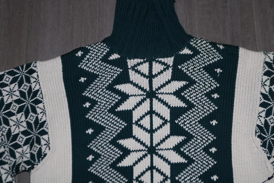 SUÉTER TEJIDO NAVIDEÑO VINTAGE AÑOS 90 TOMMY HILFIGER VERDE BLANCO COPO DE NIEVE GRANDE RARO Foto 2 de 4