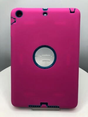 For iPad Mini 3 2 1 Heavy Duty ShockProof Rugged Case Cover Pink & cyan