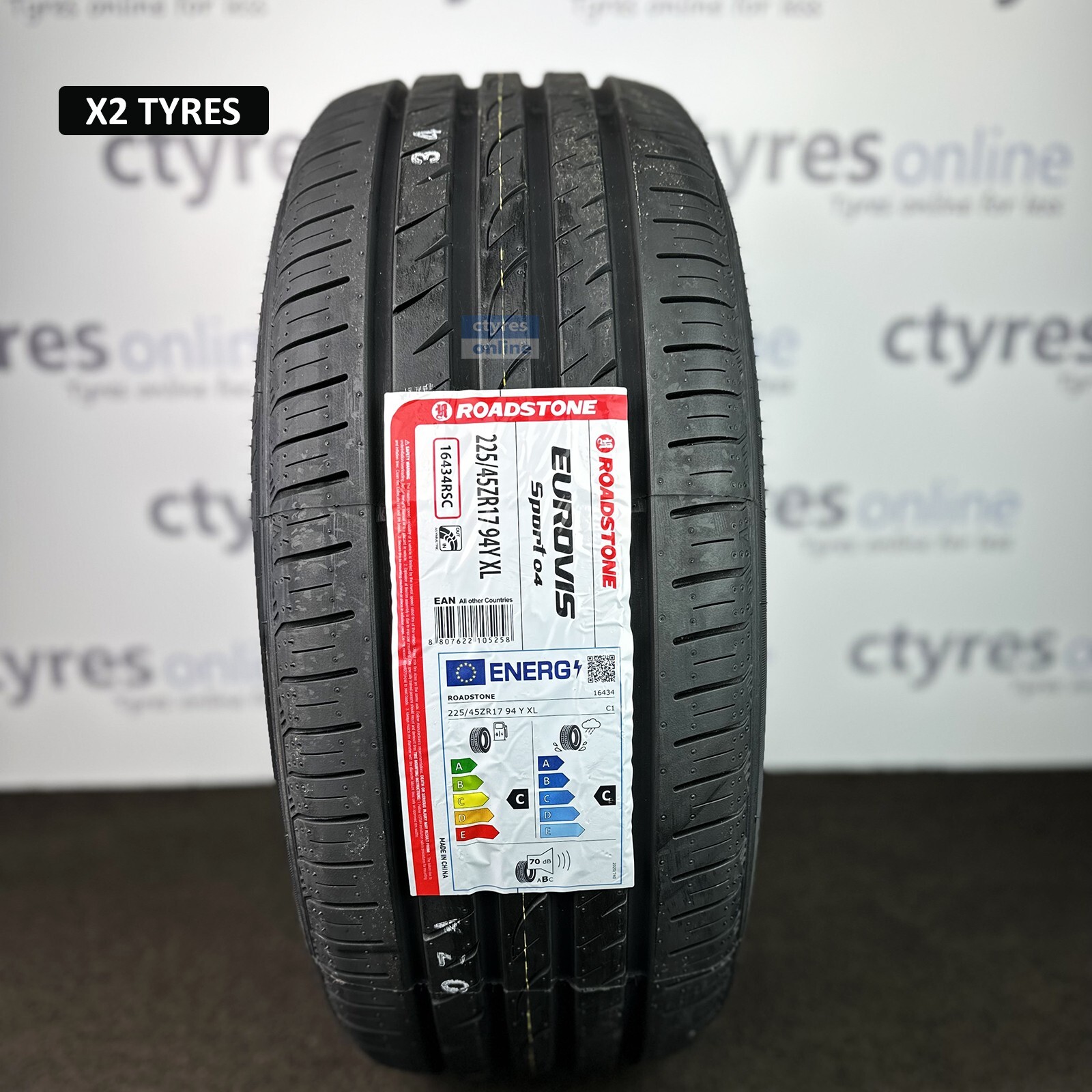 2X New 225 45 17 ROADSTONE SP04 94Y 225/45R17 2254517 *C/C RATED* (MID