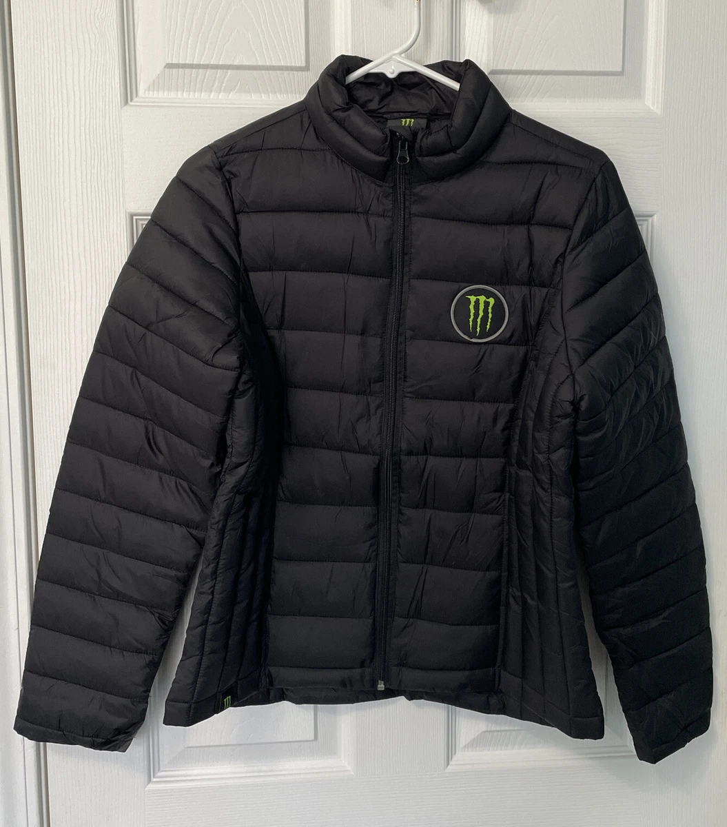 MONSTER ENERGY Promotional puffer jacket womens MEDIUM full zip black