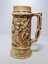 Vintage Beer Steins With Handle Handcrafted Art Pottery By Nell Dean