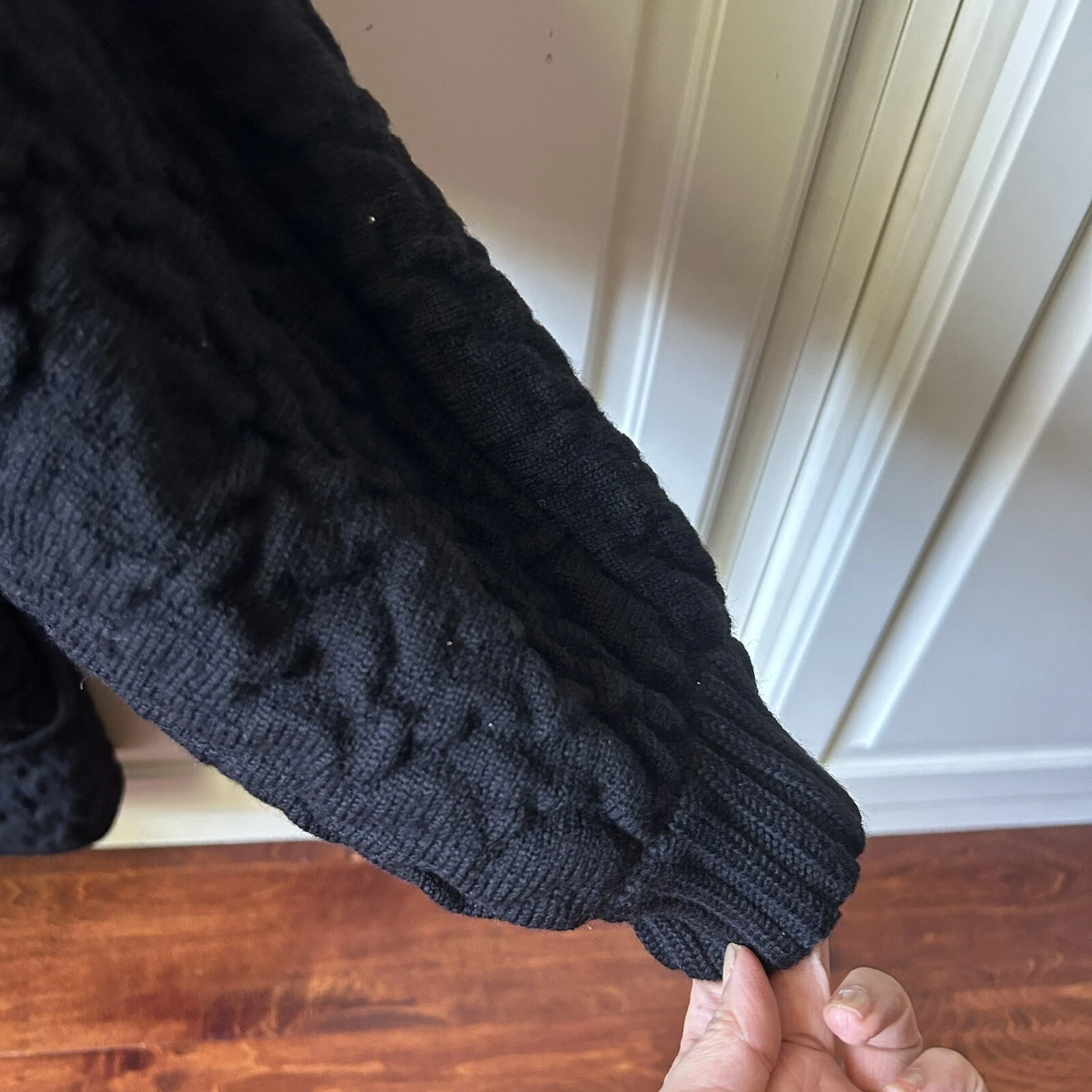 Cappotto cardigan vintage Valentino Studio V Italia lana pesante nero con bottoni taglia 48 14