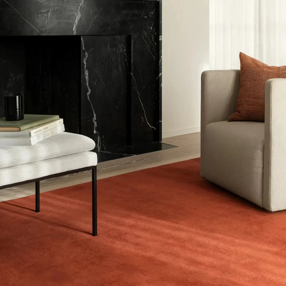 Alfombra de lana 8x10 acolchada a mano NZ alfombra de lujo cumple con elegancia atemporal alfombra roja ladrillo Foto 3 de 3