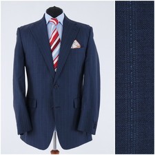 Mens Wool Blazer 42L UK Size PEDRO DEL HIERRO Blue Sport Coat Striped Jacket
