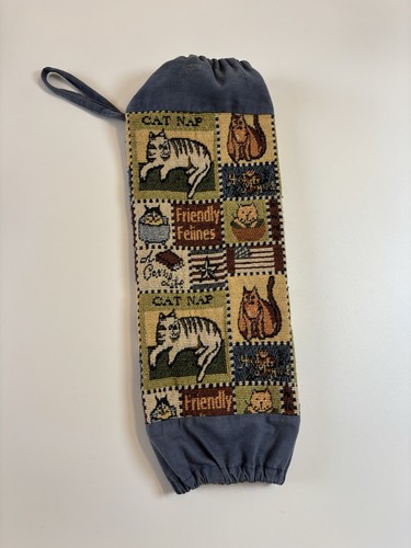Vintage SacSoc Debbie Mumm Friendly Felines Cat Print Plastic Bag Holder Brawny