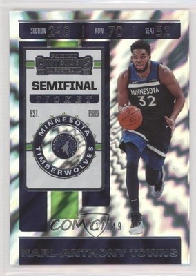 2019-20 Panini Contenders Semifinal Ticket /149 Karl-Anthony Towns #54 rh9