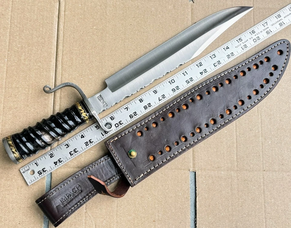Impact Custom Made Cutlery Handcrafted Bowie 17" Knife RARE Handmade Knives - Image 2 of 4