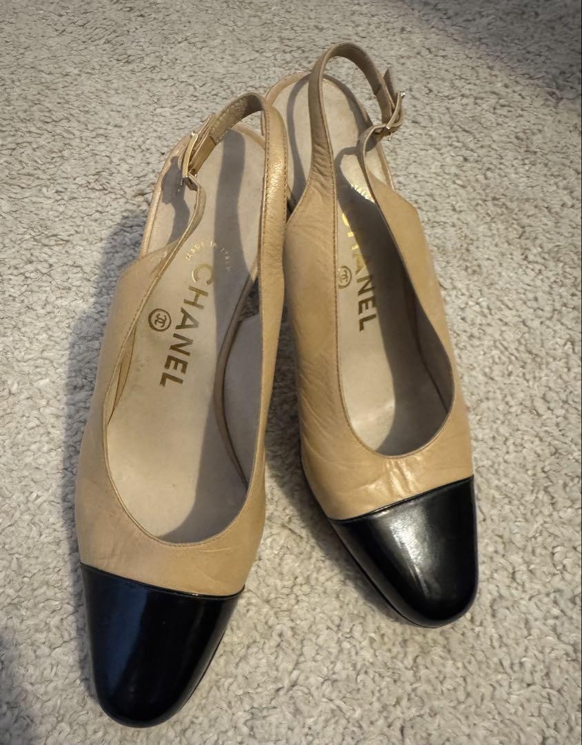 Chanel Heeled Sling-back Shoes Bicolor Size 36.5 US About6.5 For Women thumbnail 15