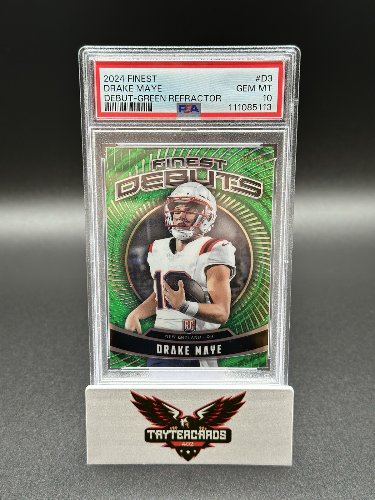 Drake Maye Topps Finest Debut #D3 Green Refractor
