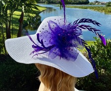 Kentucky Derby Hat Church Tea Party Hat with Wide Brim