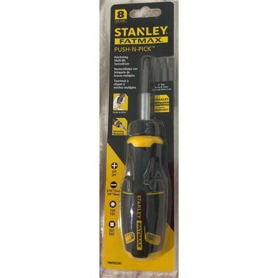 #ad Stanley FatMax Push N Pick Ratcheting Multi Bit Screwdriver 8pc FMHT62287 Yellow $12.00