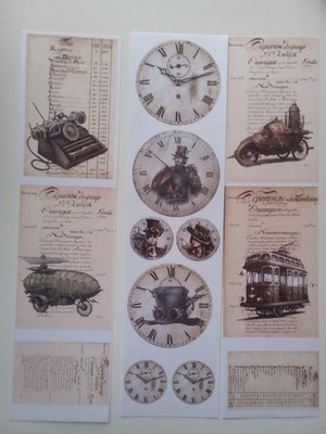 Tags Uhren Schriften Vintage Steampunk lablanche junk journal , Karten