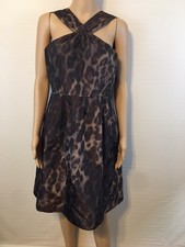 Banana Republic NWT @ $175  Brown Animal Print Halter Dress Party Size :8 Lined