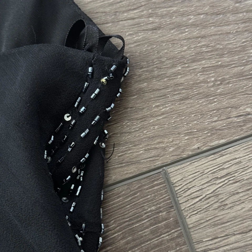 Top de seda con cuentas icónico negro y rosa Y2k caché talla 4 nuevo con etiquetas Foto 4 de 4