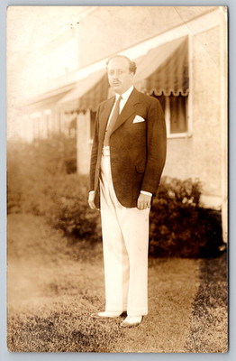 RPPC c1930s Dapper Man Suit Mustache Bennett Postcard
