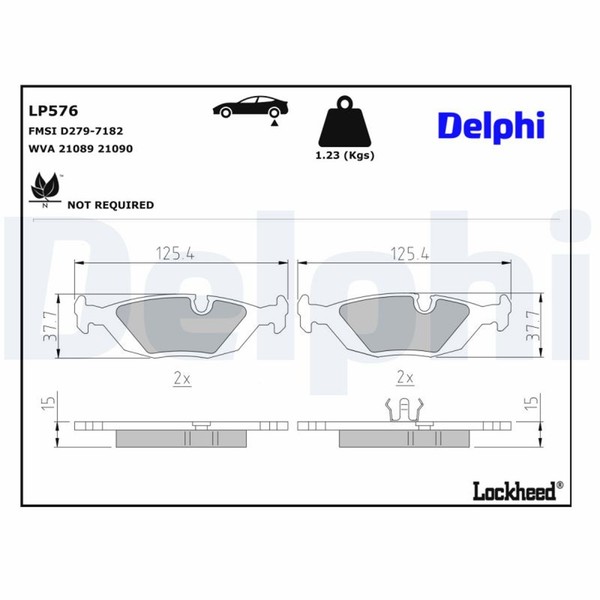 Delphi Bremsbelagsatz Scheibenbremse LP576 FüR 480 21089 440 445 9000 460 Saab 1-image