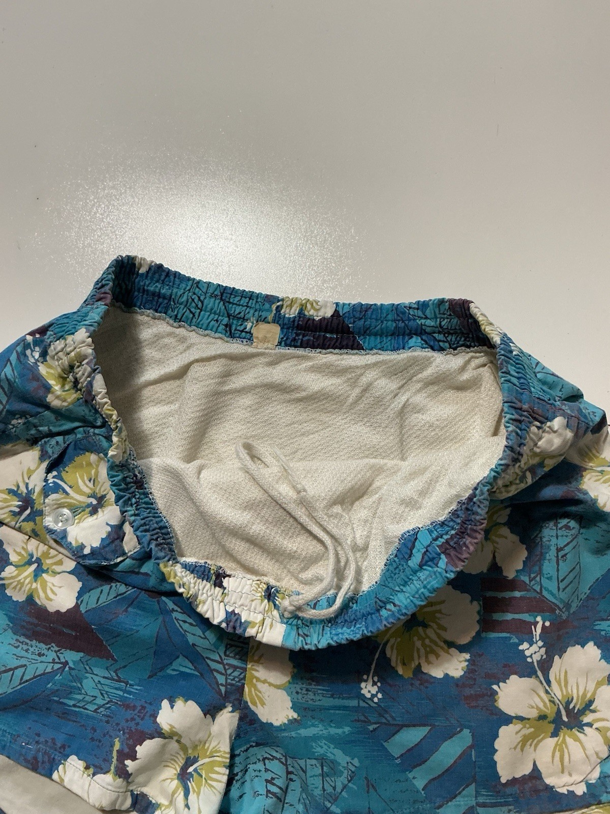 Vintage 50s 60s Made In California Hawaiian Mesh Lined Swim Trunk Surf Shorts 