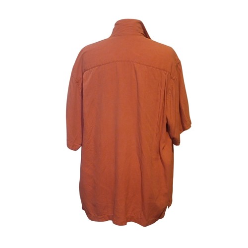 Tommy Bahama orange button down 100% silk Hawaiian shirt, size Large. - Picture 2 of 6