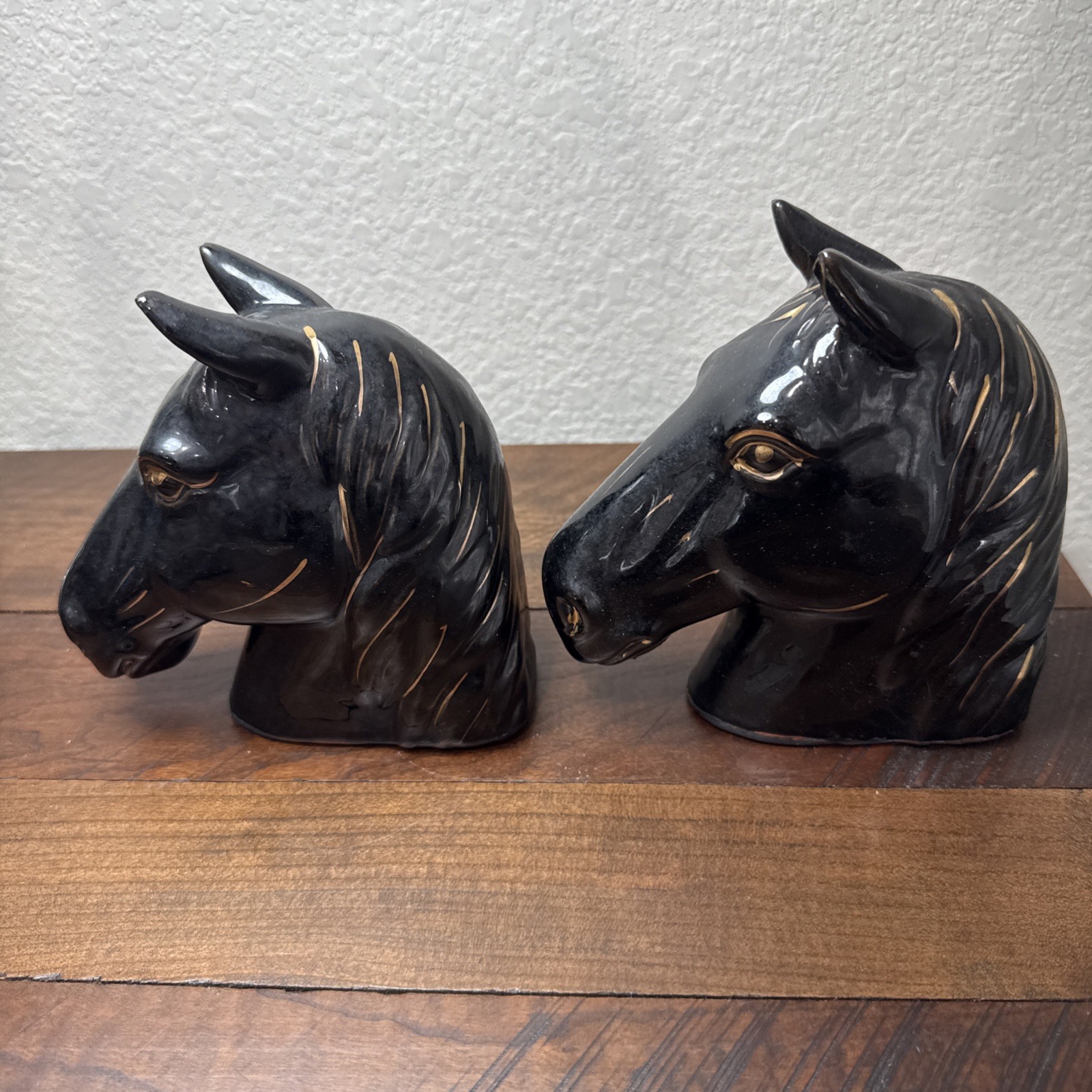 Vtg Wales Ceramic Horse Stallion Head Bust Figurine Statue 6