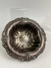 Compote Low Fruit Bowl Silver Plate 10" diameter Grapes Fruit Maker Unknown