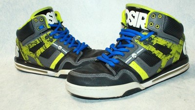 Vintage Osiris NYC 83 Bronx Hi Top Skate Shoes Neon Yellow / Green Chunky  11.5