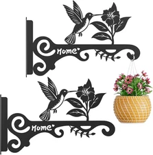 10 Inch Metal Plant Hooks (2-Pack) - Decorative Wall 10 x 4.9 inches, Black